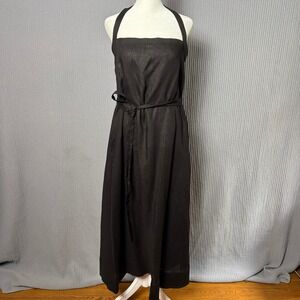 G. Label Goop Blair Linen Women's Halter Dress 8 Black NWOT Summer Boho Minimal